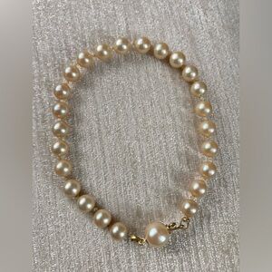 Hand-Knotted Vintage Cream Faux Pearl Bracelet